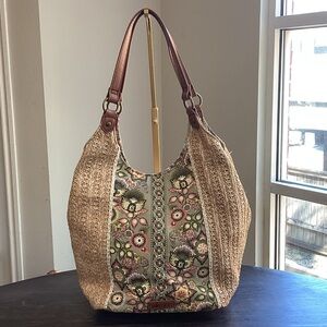 Sakroots Roma Shopper Raffia and Olive Tapestry Women's Bag
